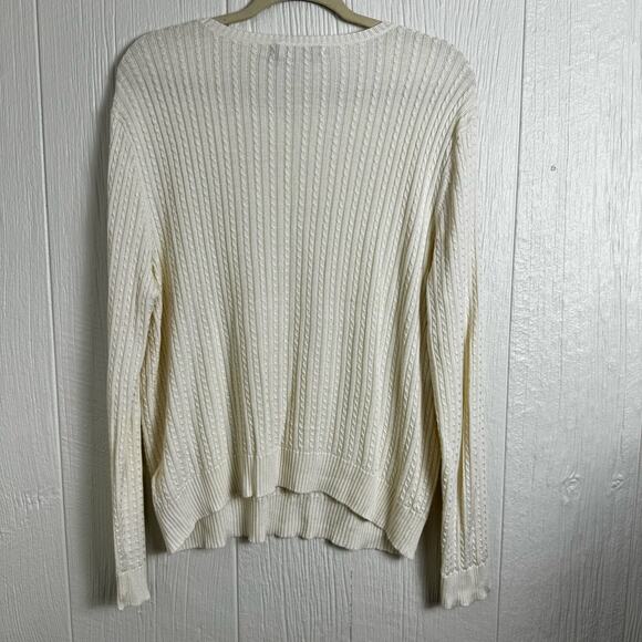 Lauren Ralph Lauren Mascarpone Cream Slim Cable-Knit Black Label Sweater Size XL - Picture 7 of 11